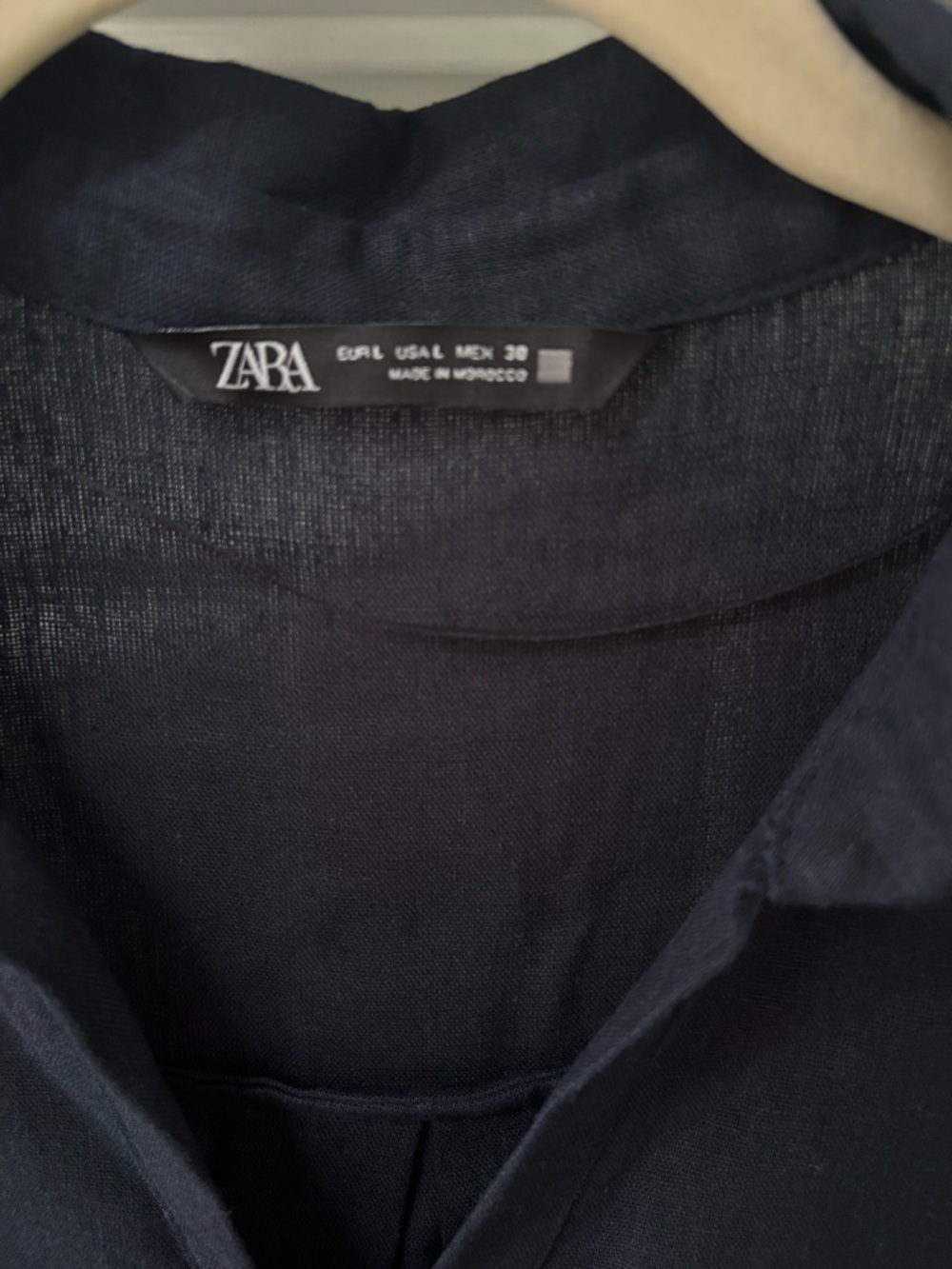 Zara Dark Navy Maxi Shirt Dress with Belt - Picture 2 of 9